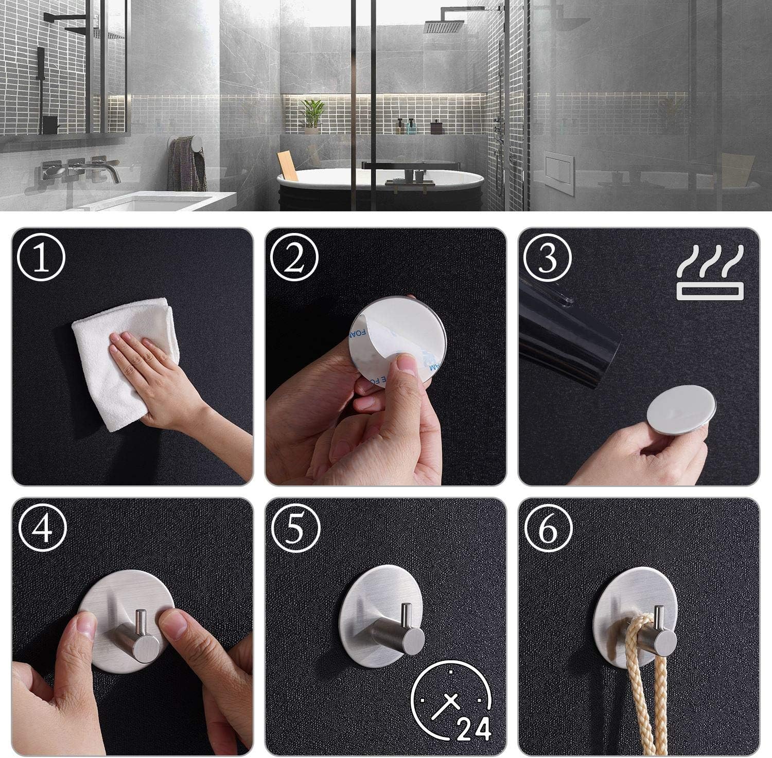 Thumbnail 6 de Aikzik Self Adhesive Hooks 8kg load, 4 pack