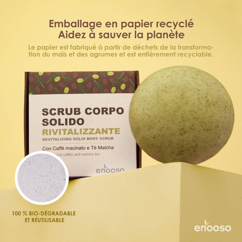 Detalle 2 de Gommage Corps Exfoliant Solide et Bio Revitalisant au Matcha et au Café – 100% Artisan, Vegan et Cruelty Free
