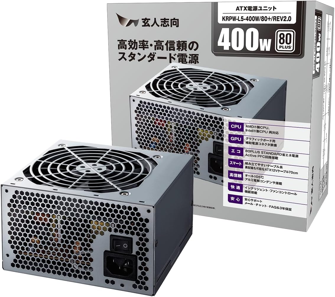 Thumbnail 1 de 玄人志向 KRPW-TX300W/90+ TFX電源ユニット 300W・80PLUS Gold・8cmファン