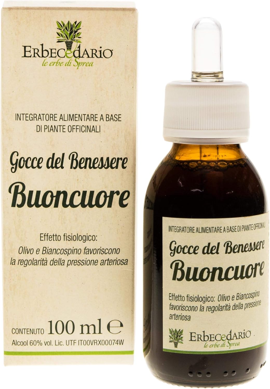 Detalle de Gocce Del Benessere Buoncuore Erbecedario – Integratore per la regolarità della pressione e benessere cardio-vascolare, 50 ml