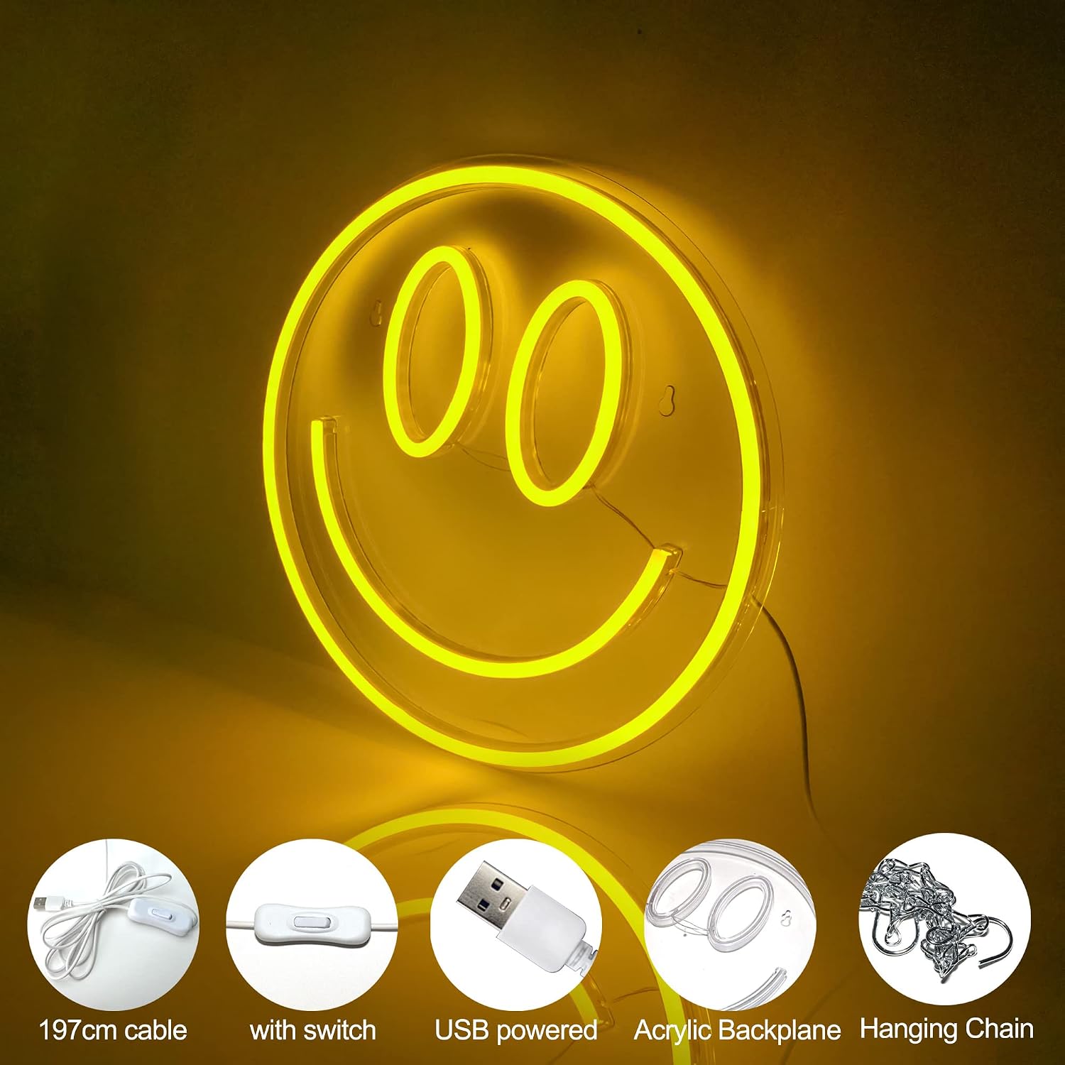 Detalle 2 de Aslanka Lächeln Neonlicht mit USB, Smiley-LED