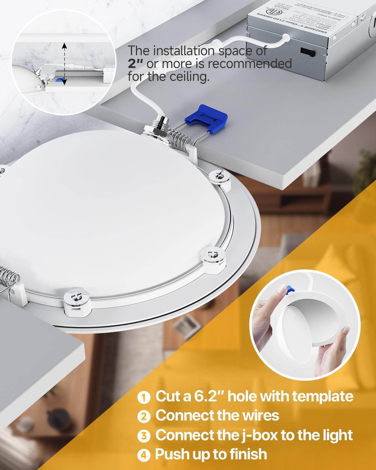Thumbnail 5 de Ensenior NY-6I-5CCT-12-WH-YY-M04 6-Inch LED Gimbal Lights, 12-Pack