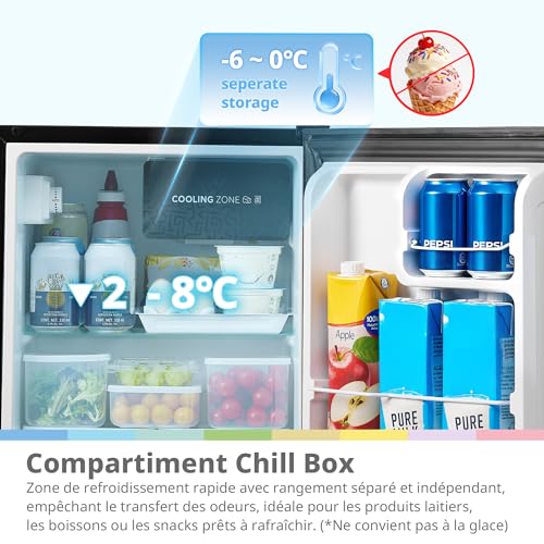 Detalle de COMFEE' RCD48BF2EUY(E) Mini Réfrigérateur noir 43 L avec Chiller Box