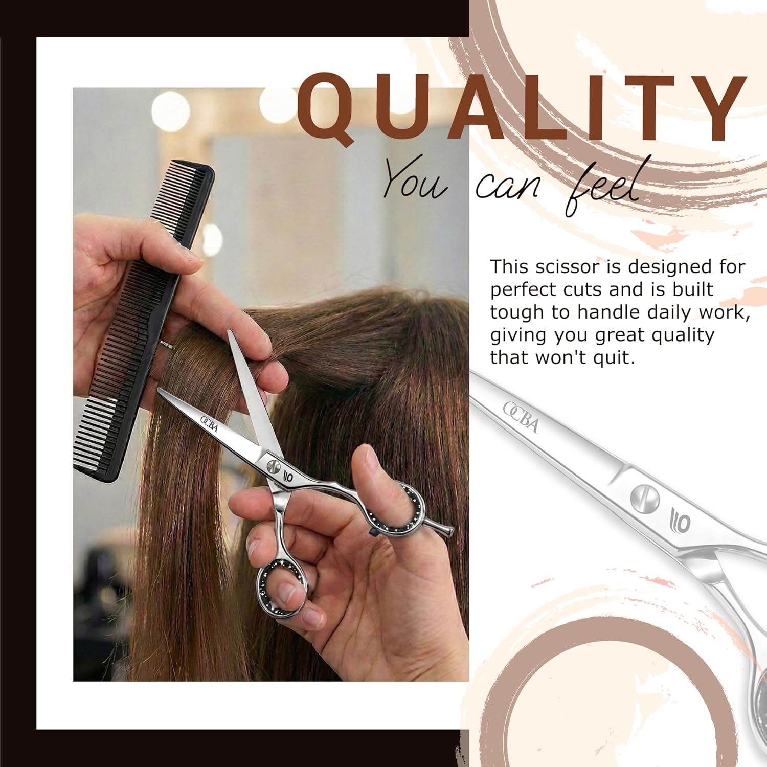 Detalle de OCBA Ciseaux de Coiffure Professionnels 6 Pouces en Acier Inoxydable – Pour Hommes, Femmes et Enfants