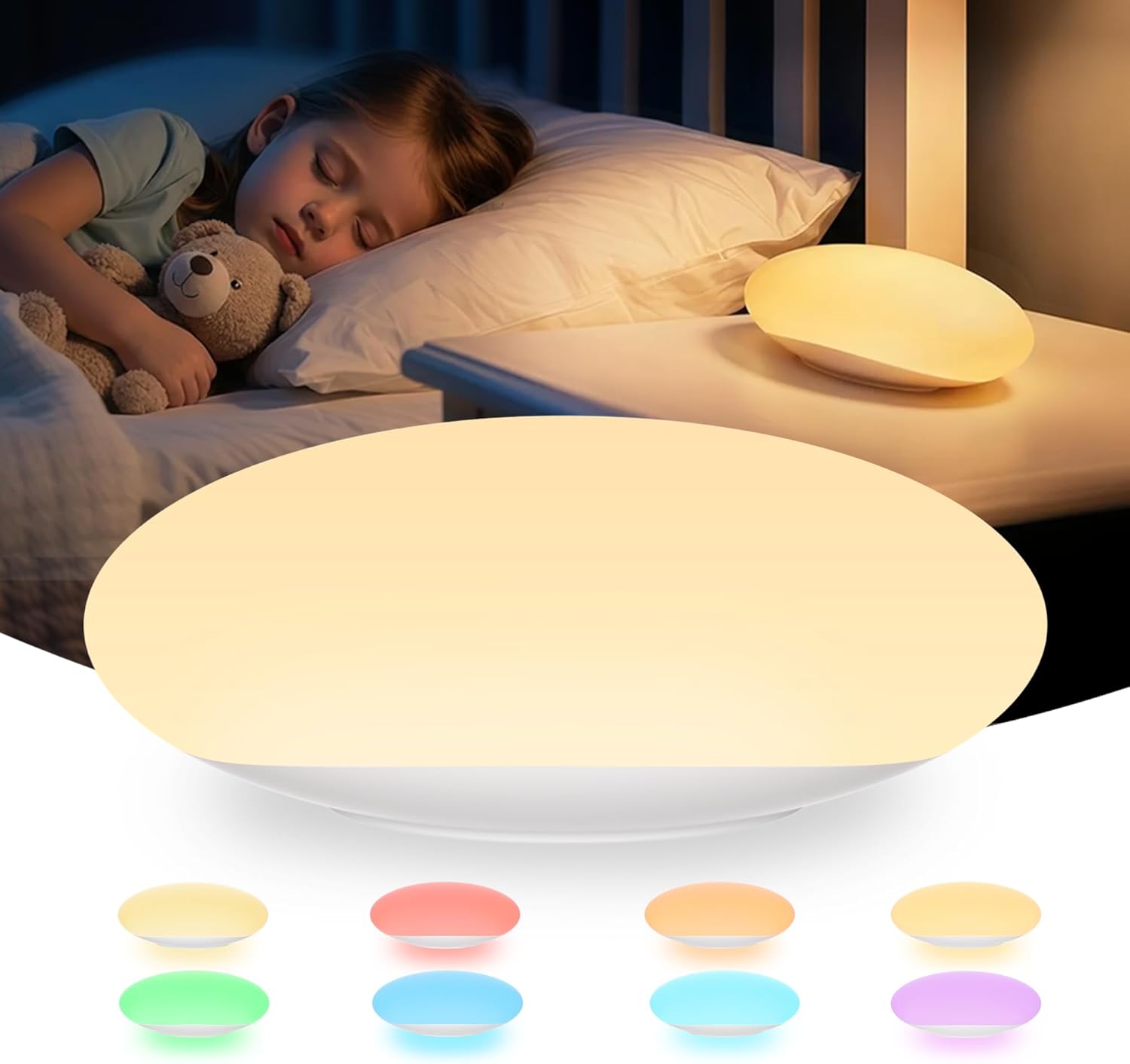 Detalle de Yuinzin Veilleuse Bébé 2000mAh USB-C – 8 couleurs RGB et minuterie, silicone sûRE