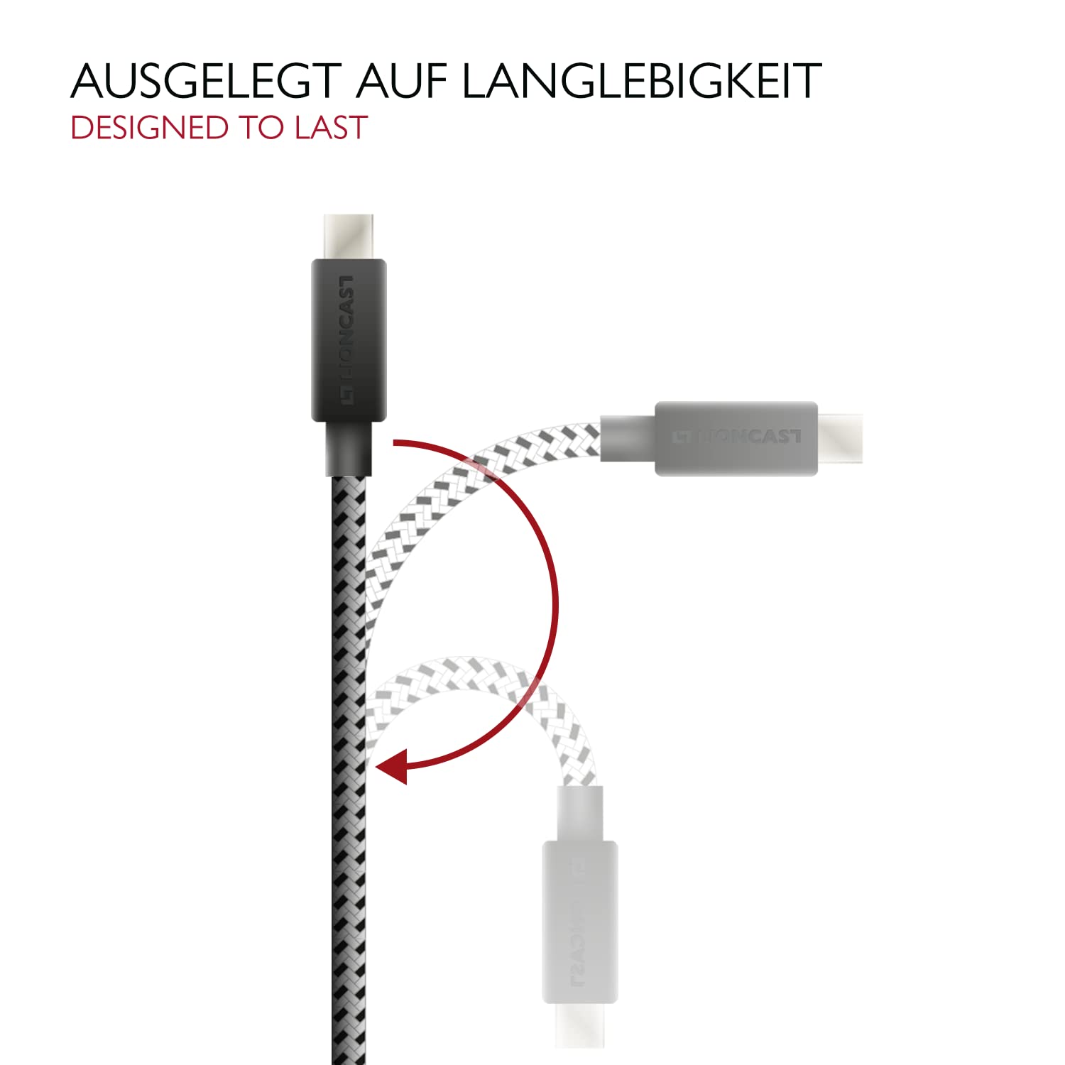 Detalle 2 de Lioncast Ladekabel für PS5 – 4 m DualSense Laden & Spielen mit Nylonmantel