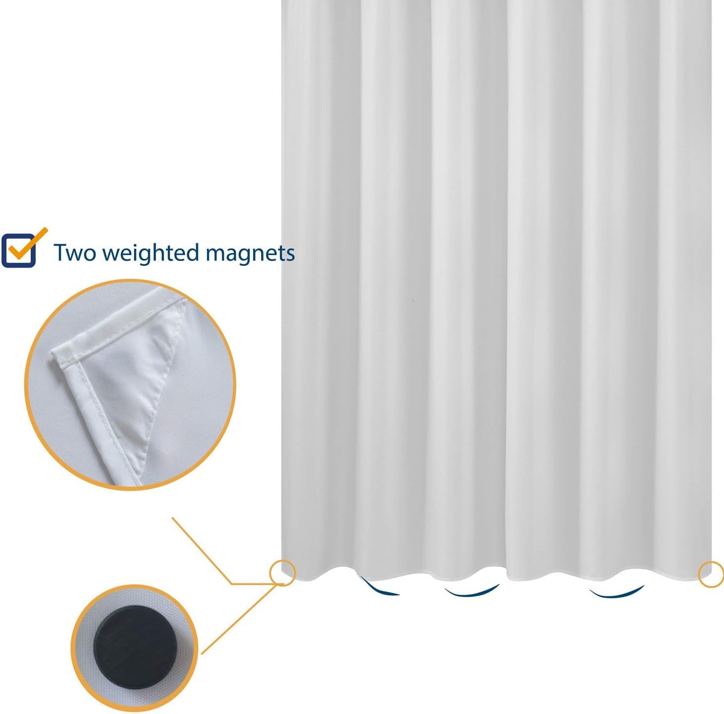 Detalle de N&Y HOME 70 x 68-Inch Fabric Shower Curtain Liner with Bottom Magnets