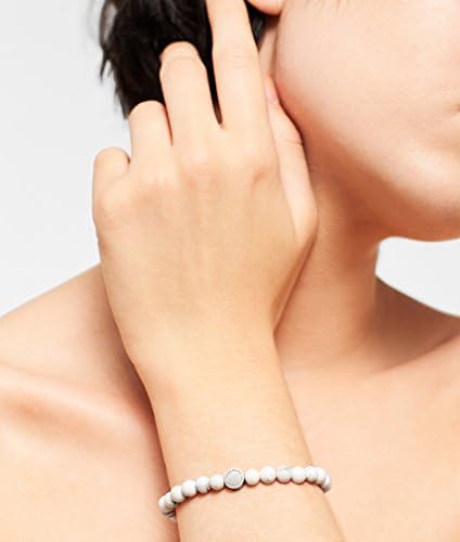 Detalle 2 de LIEBESKIND Berlin Beads 6mm mit Logotag in Edelstahl – Howlite-Armband
