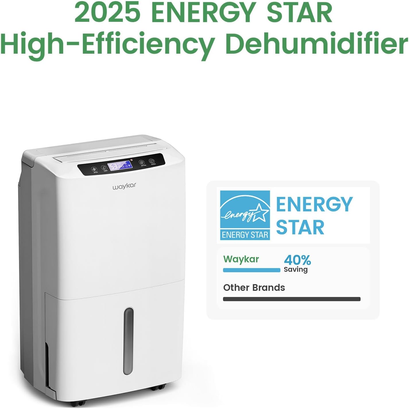 Detalle de Waykar PD160B 34-Pint Dehumidifier, 2,000 Sq. Ft., ENERGY STAR
