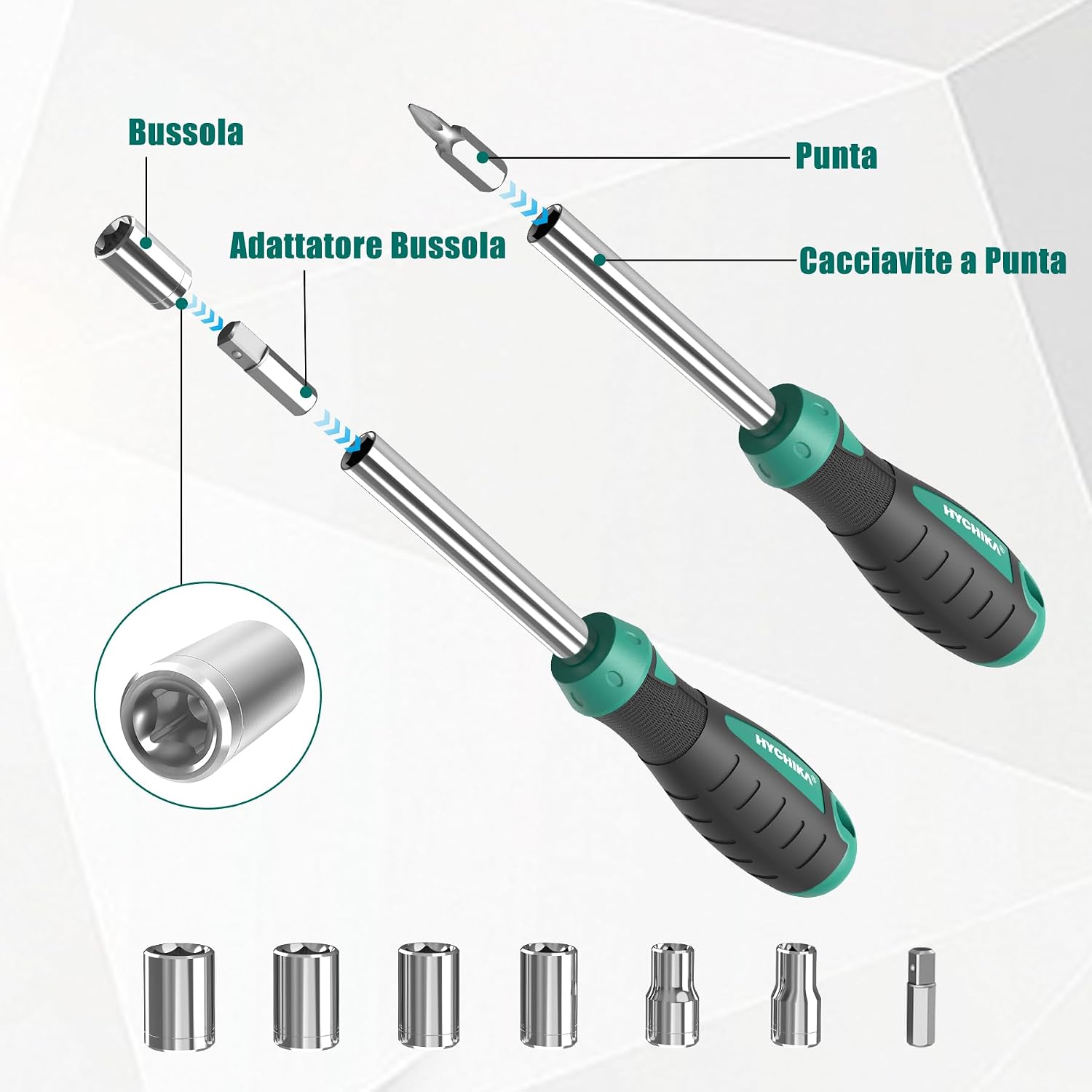 Detalle 2 de HYCHIKA 51 Pezzi Set Cacciaviti Professionali: kit completo per DIY, precisione e uso domestico