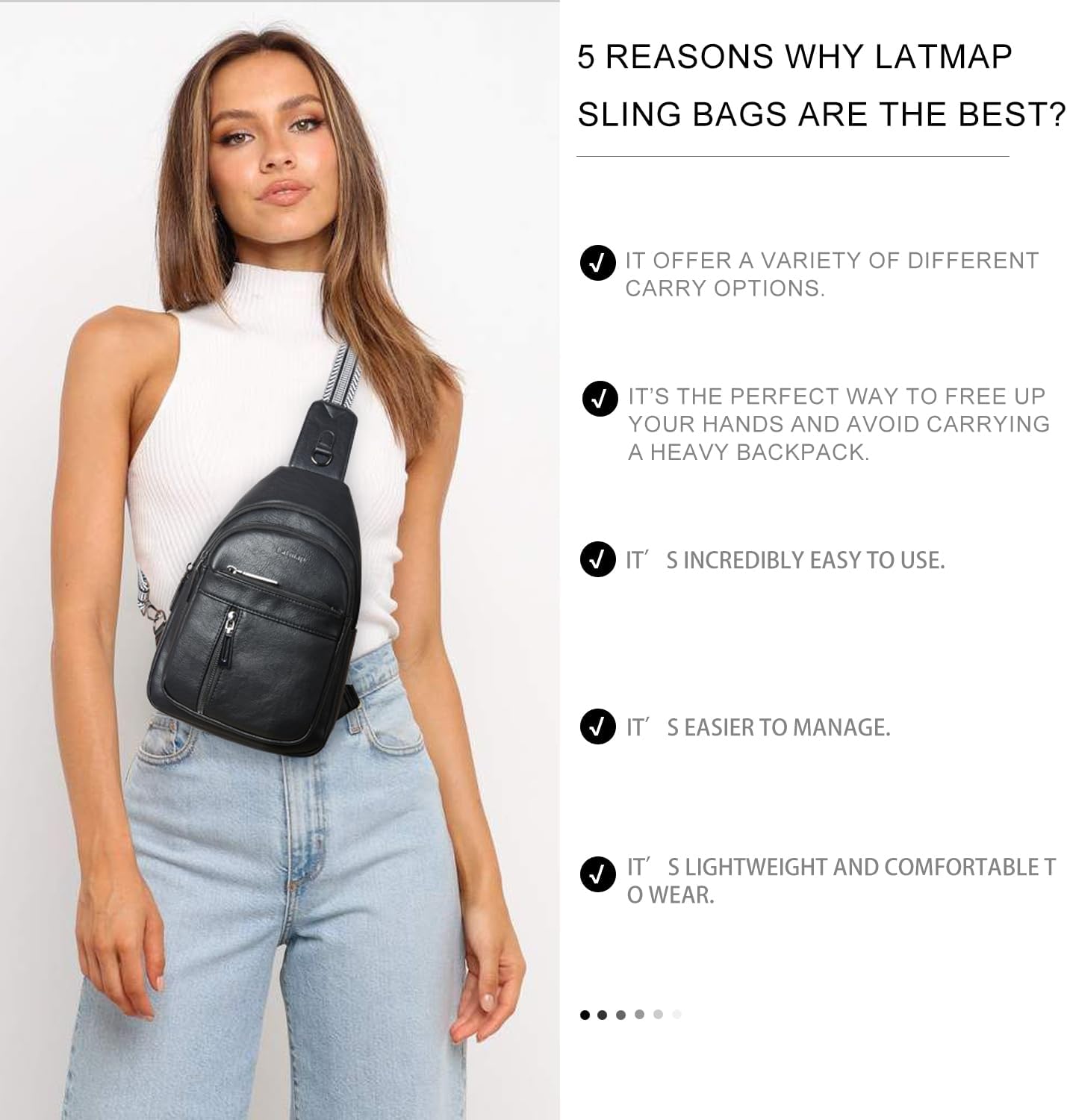 Detalle de LATMAP 7L Sling Bag: Compact, Versatile Crossbody that Keeps Essentials Separate