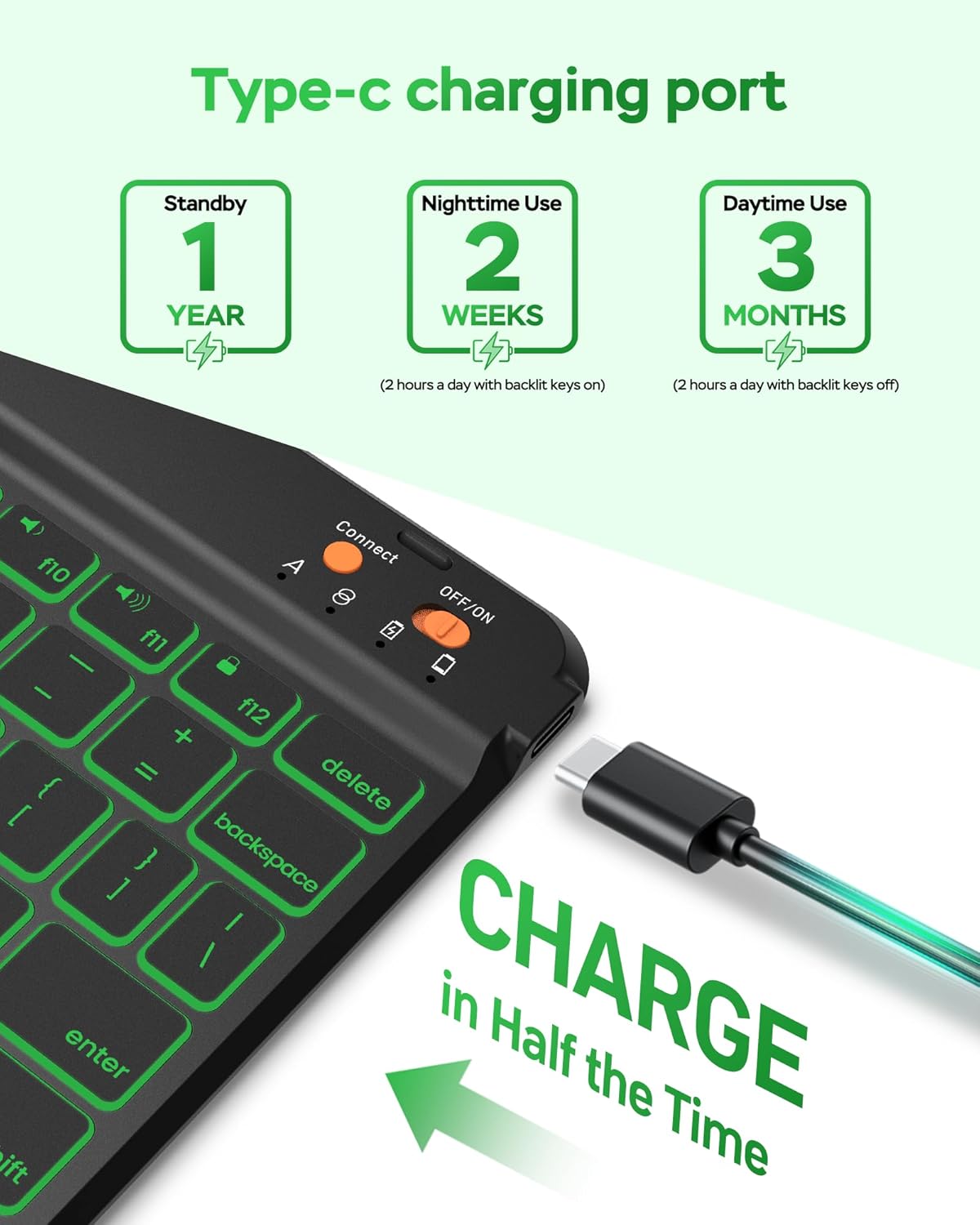 Thumbnail 4 de Senyoson Keyboard Case for iPad 9th/8th/7th Gen 10.2" — 7‑Colour Backlit, Detachable Keyboard & Pencil Holder