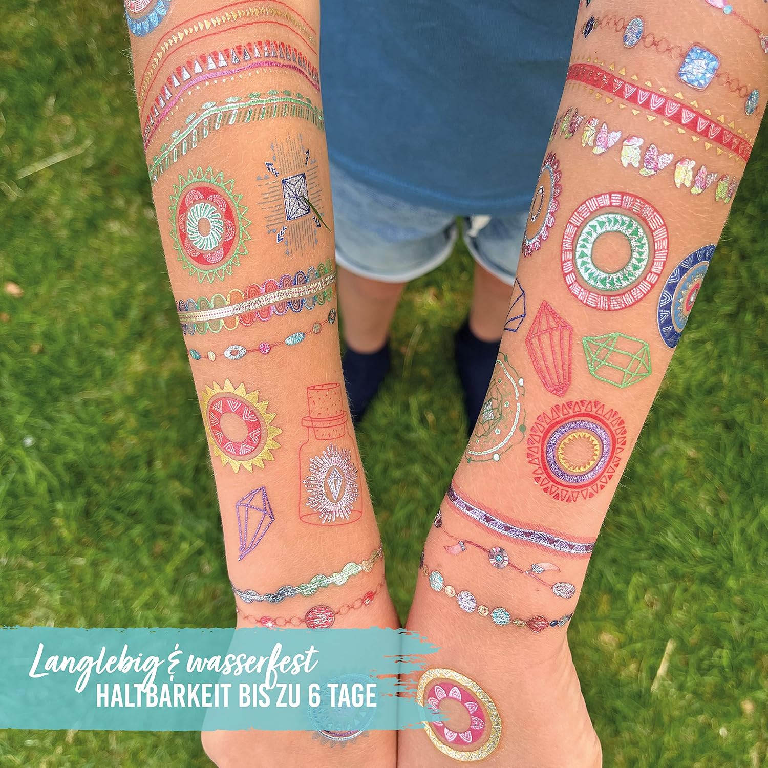 Thumbnail 6 de Papierdrachen Kinder-Metallic Tattoos 100 Sticker