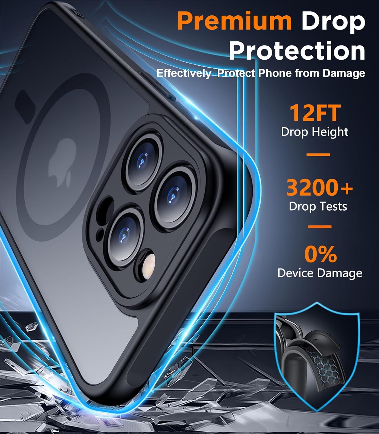 Thumbnail 2 de SPIDERCASE Magnetic Translucent Matte Case for iPhone 15 Pro (6.1") with Tempered Glass Screen Protectors, Black