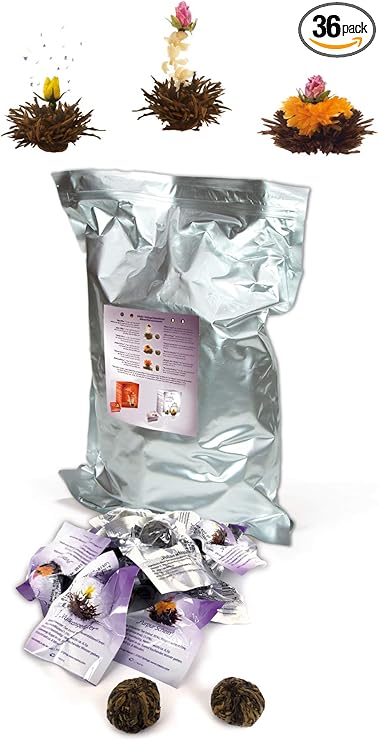 Detalle de Creano Té Floreciente de Flores Negras, 36 Bolas