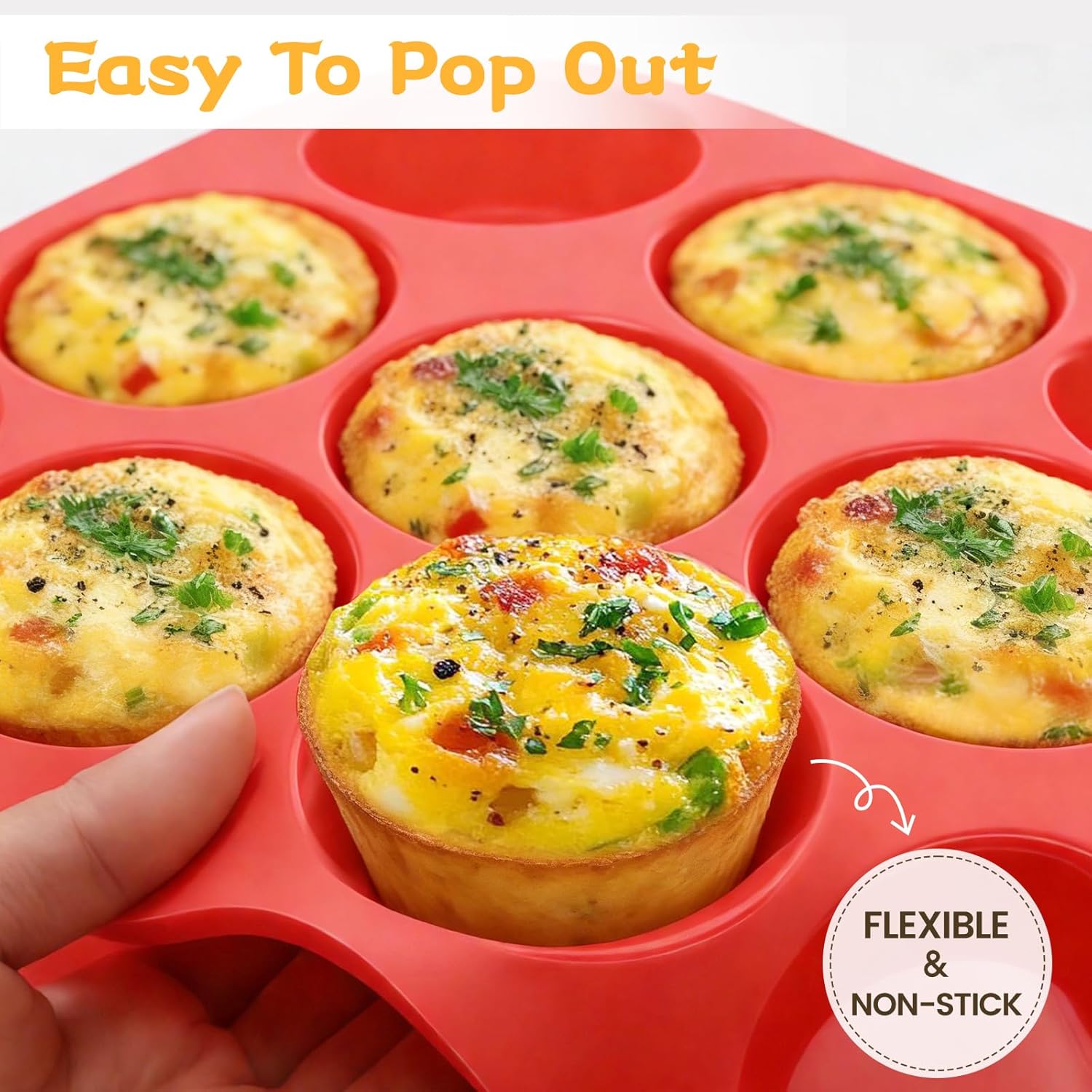 Detalle 2 de CAKETIME 12 Cups Silicone Muffin Pan: Nonstick, Flexible Baking Mold for Multipurpose Use