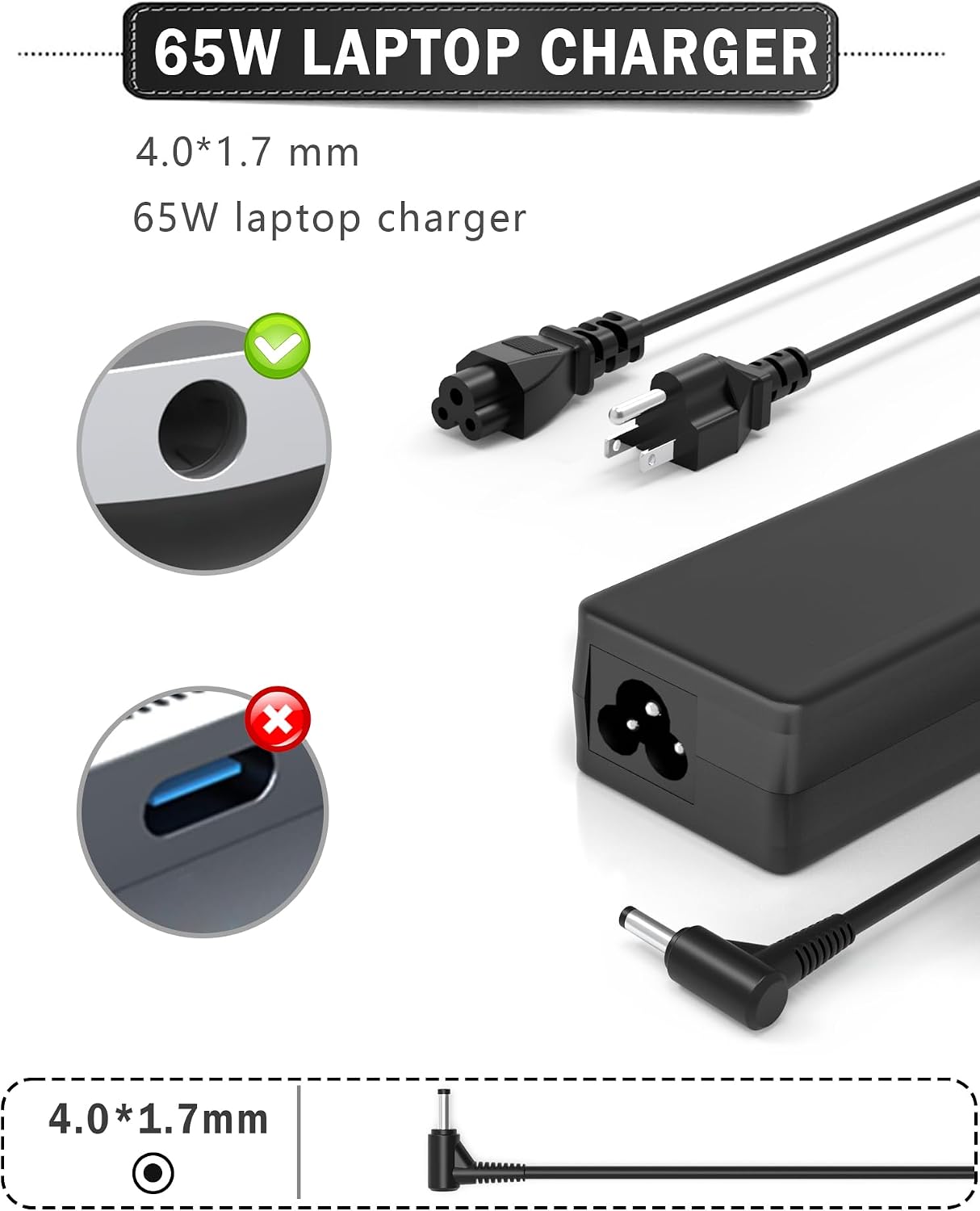 Thumbnail 6 de JPEOAYBI 65W Laptop Charger for Lenovo
