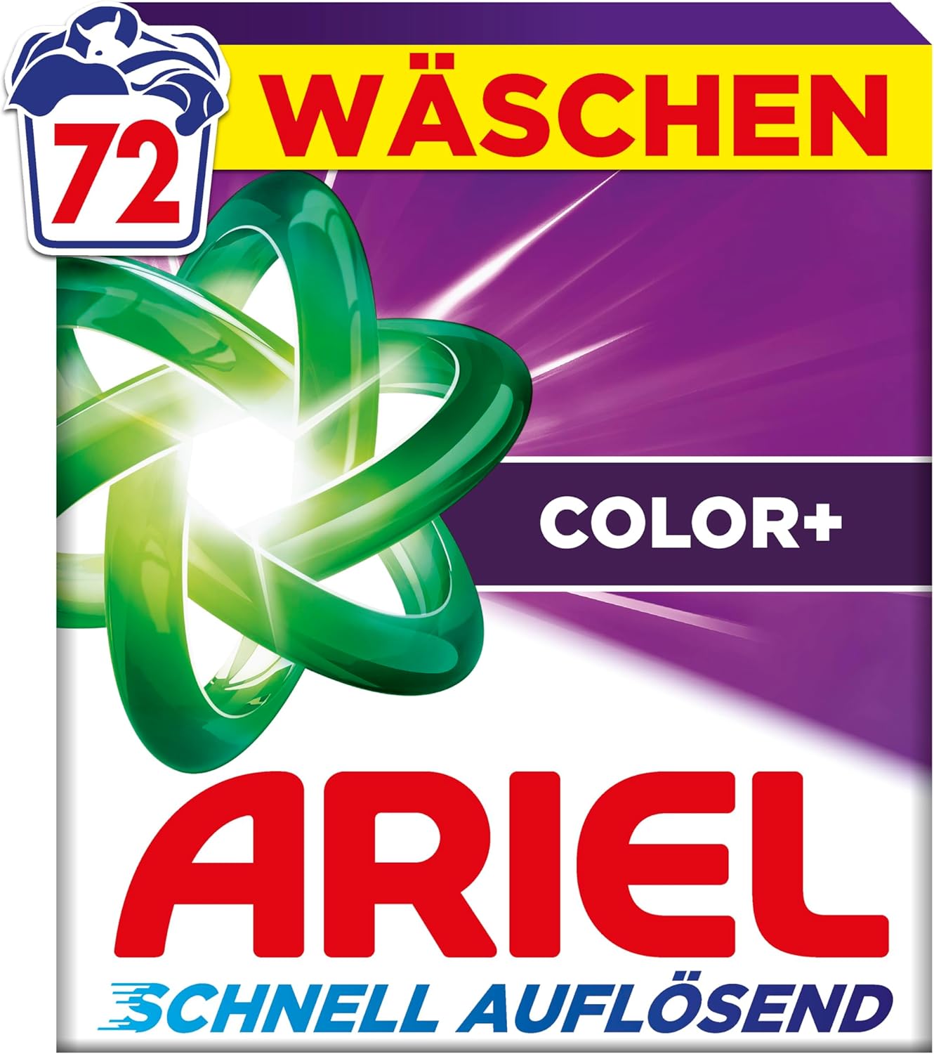 Detalle de Ariel Pulver Waschmittel Color+ – 72 Wäschen, Fleck-Weg-Power ab der 1. Wäsche