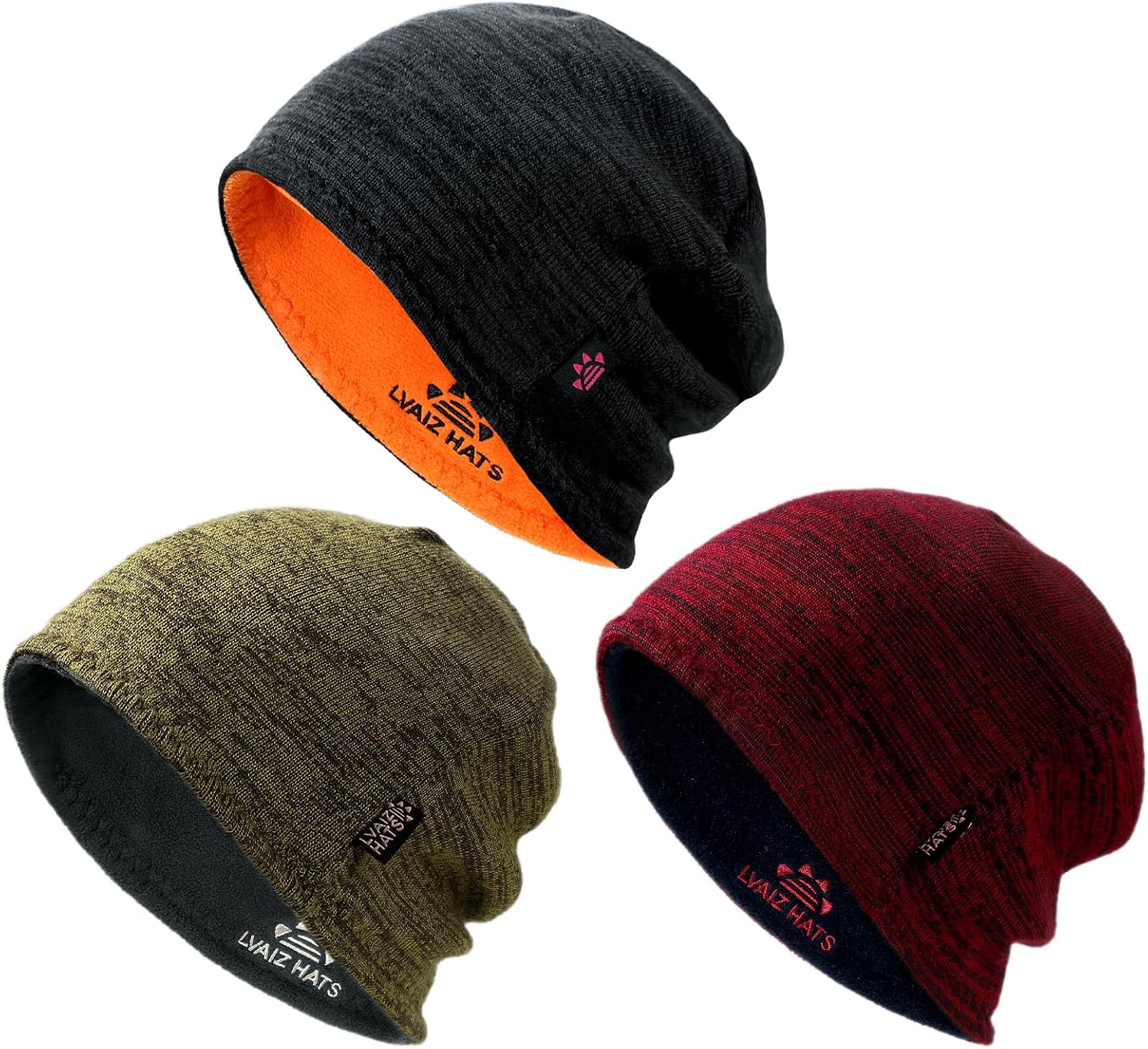 Thumbnail 6 de Fleece-Lined Beanie Hats, 3-Pack