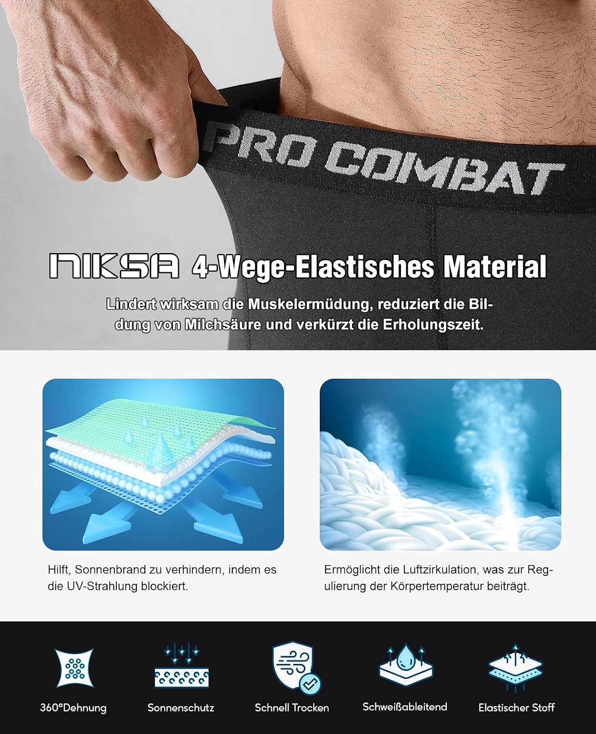 Thumbnail 4 de Niksa Kompressionsshorts Herren 1er-3er Pack