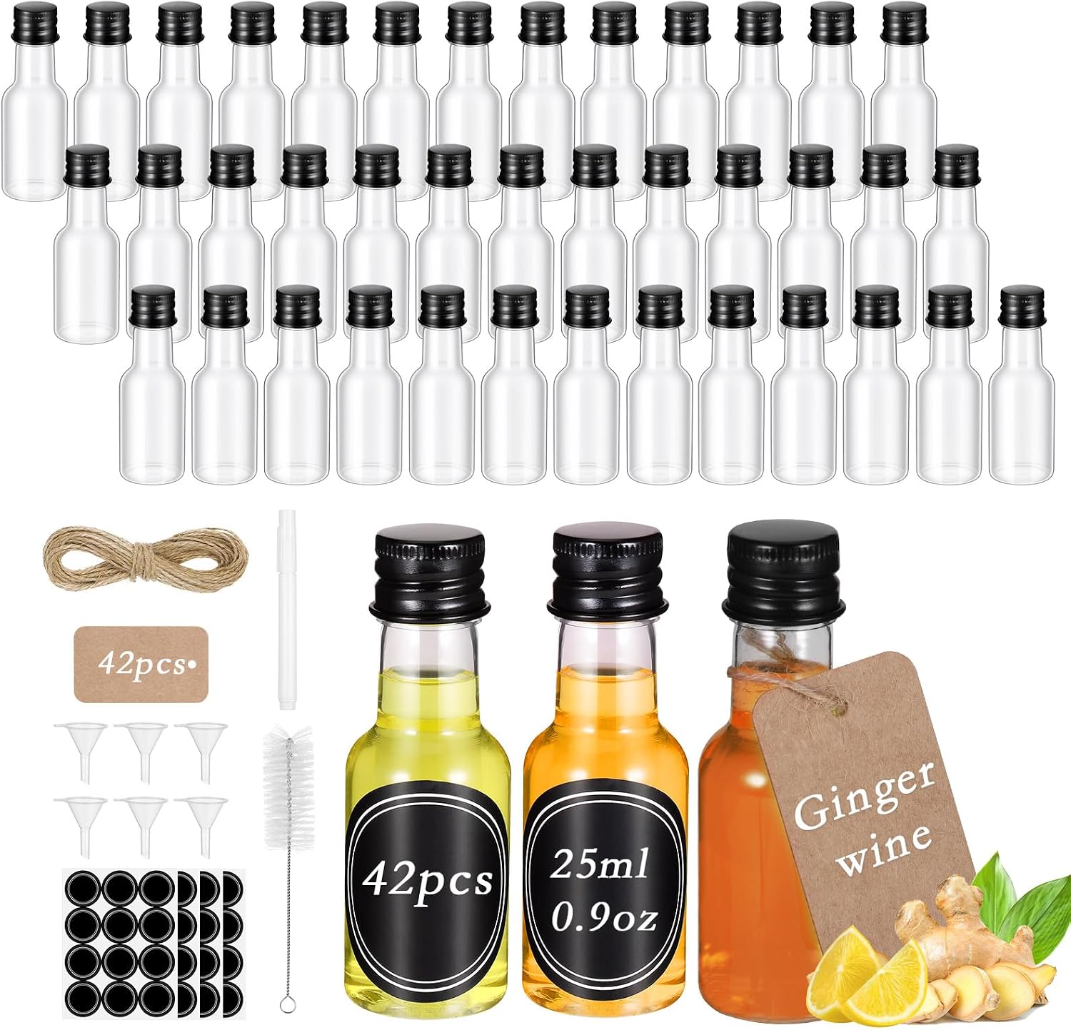 Detalle de Hejo miniflaskor 25 ml, 42-pack med skruvlock och trattar