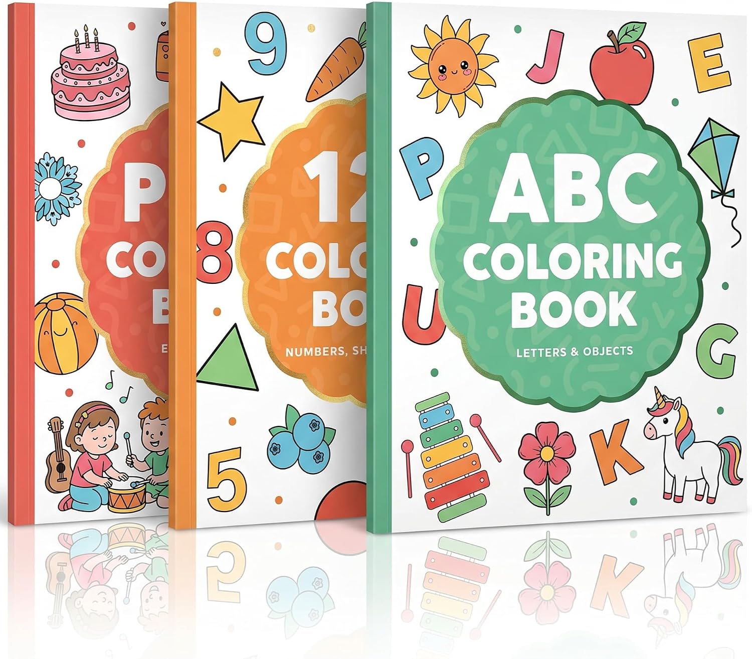 Detalle de ZICOTO zic-tcoloringb-edu_25-228 Coloring Book Set, 3 Books, 66 Sheets