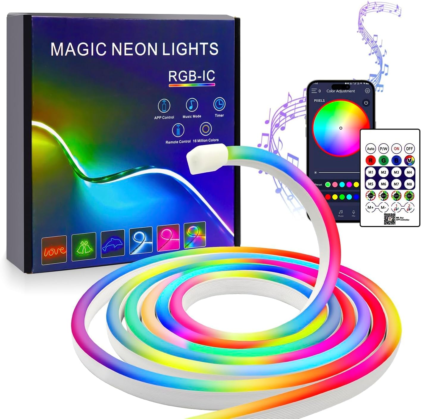 Imagen de FWoche Tira LED Neón 5m RGB IC en OfertitasTOP