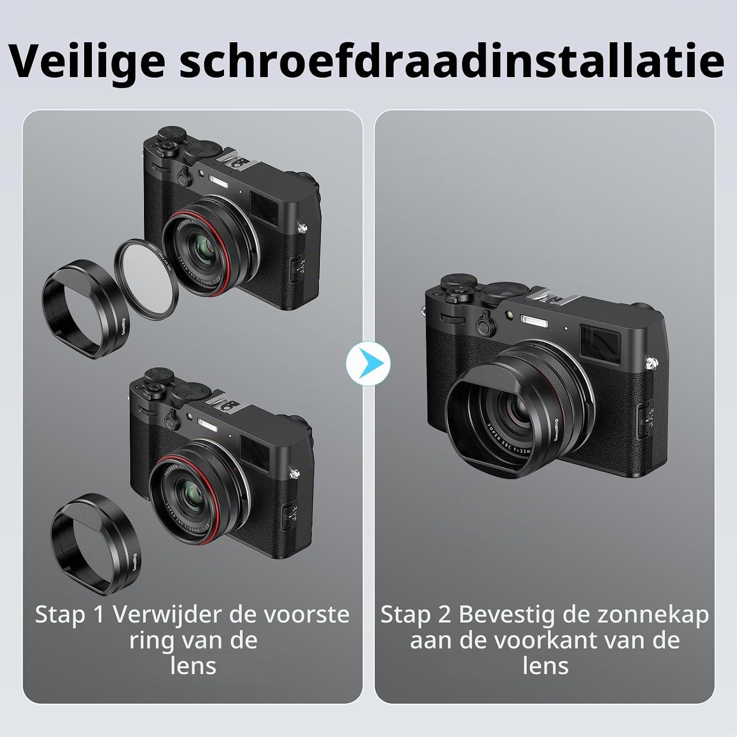 Thumbnail 3 de SMALLRIG 5848 zonnekap voor FUJIFILM X100VI/X100V met 49mm-filteradapter