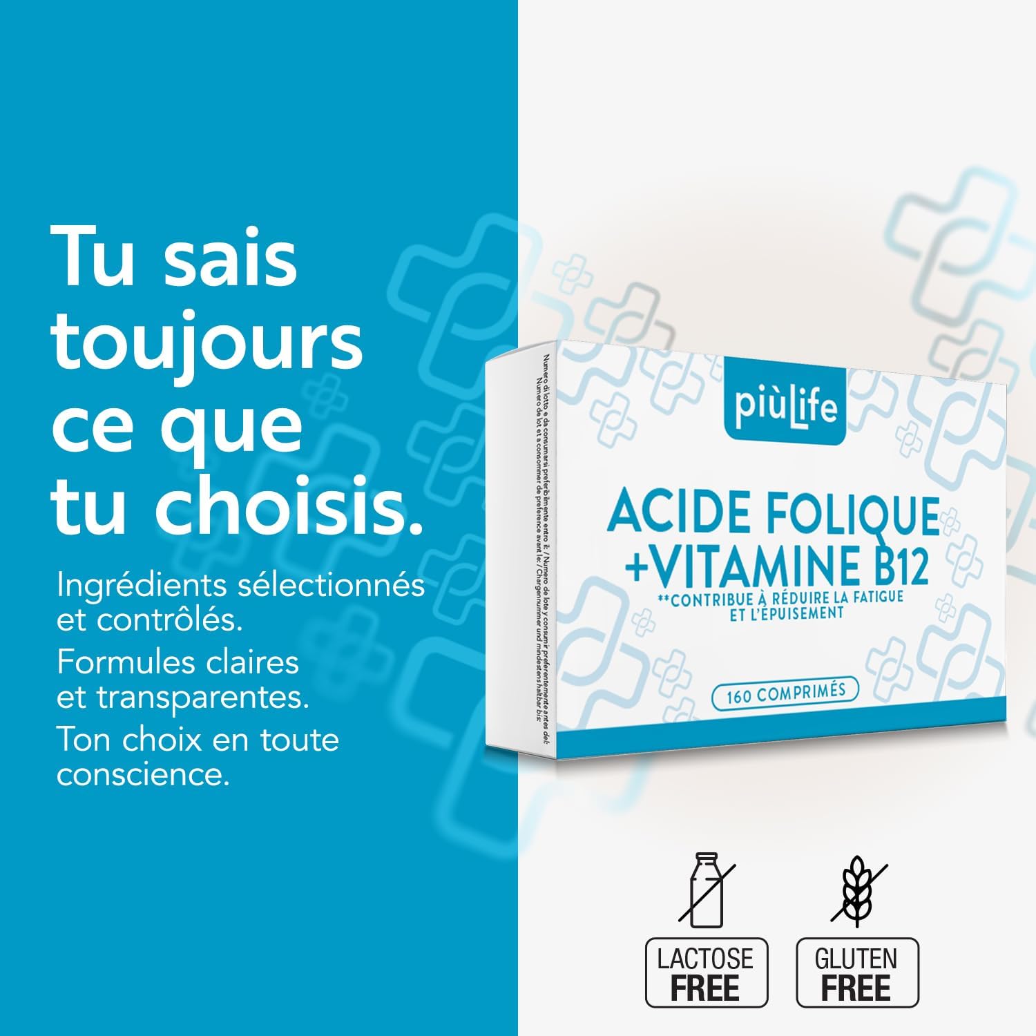 Detalle de +LIFE Acide folique 400 µg avec B12 – 160 comprimés, 1 par jour