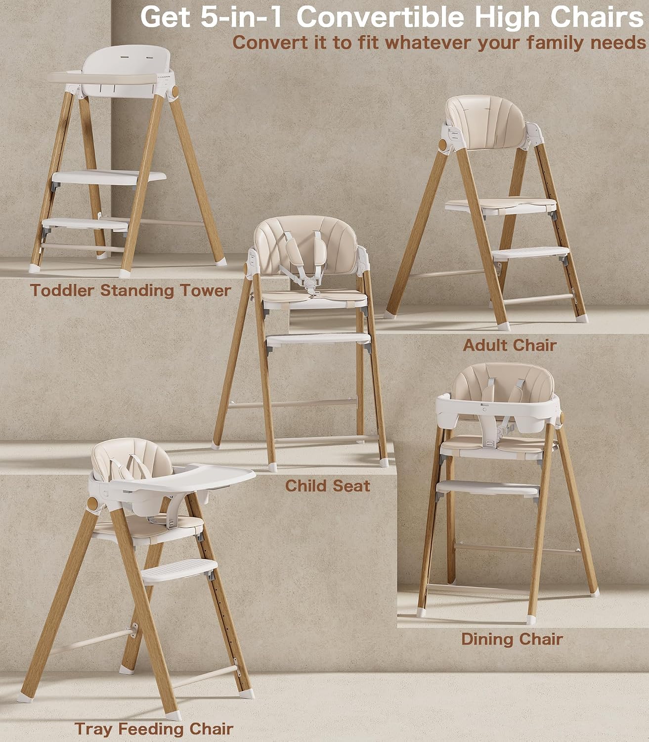 Thumbnail 2 de Cochymi 5-in-1 Convertible High Chair with Toddler Tower, Foldable Design