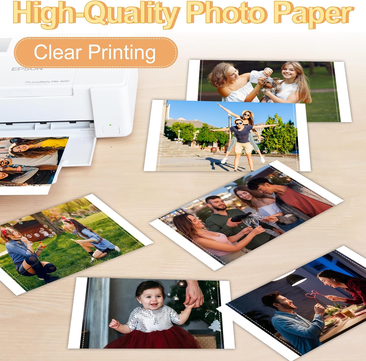 Detalle 2 de NineLeaf 2PK Ersatz für Canon Selphy CP1300/CP1500 – 216 Postkarten-Papier im Set (10x15 cm) inkl. KP-108IN Tinten