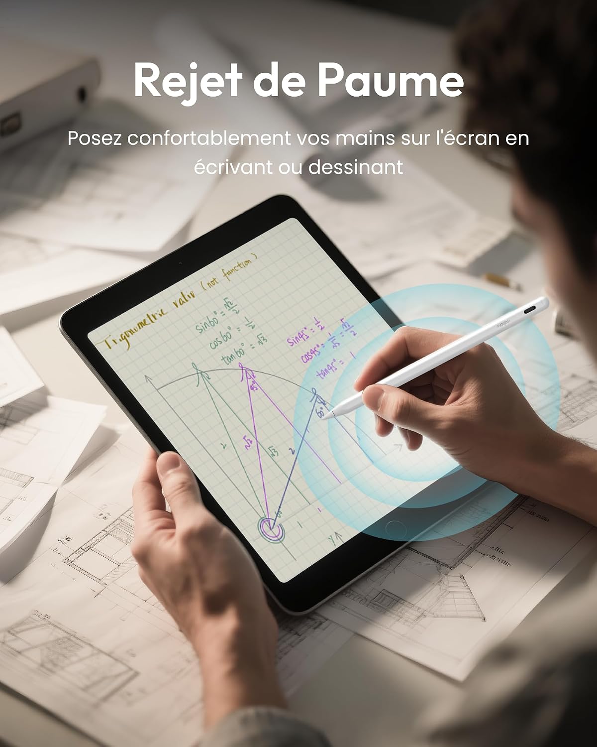 Detalle 2 de Metapen Stylet A8 compatible iPad (2018-2026) – Charge rapide, double pointe et fixation magnétique