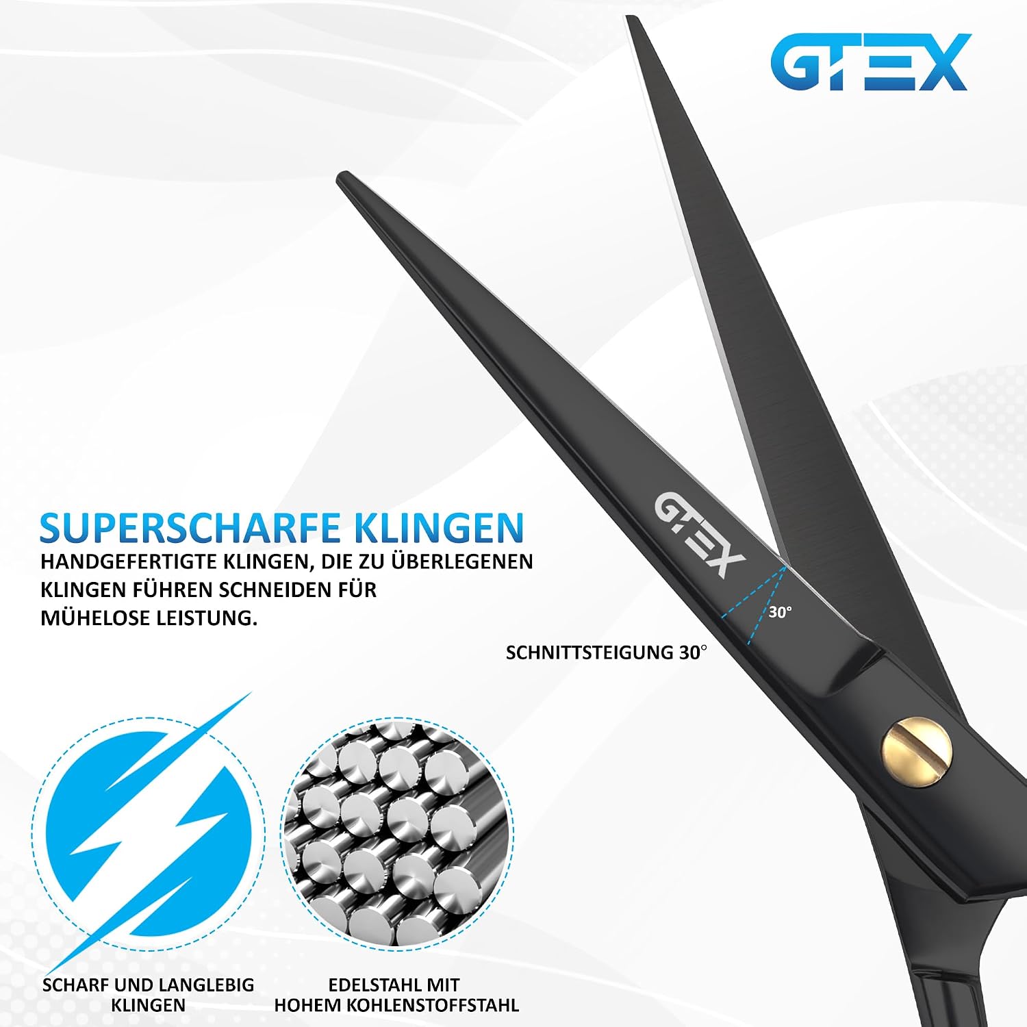 Detalle 2 de GTEX Friseurschere 6,5 Zoll Profi Haarschneideschere