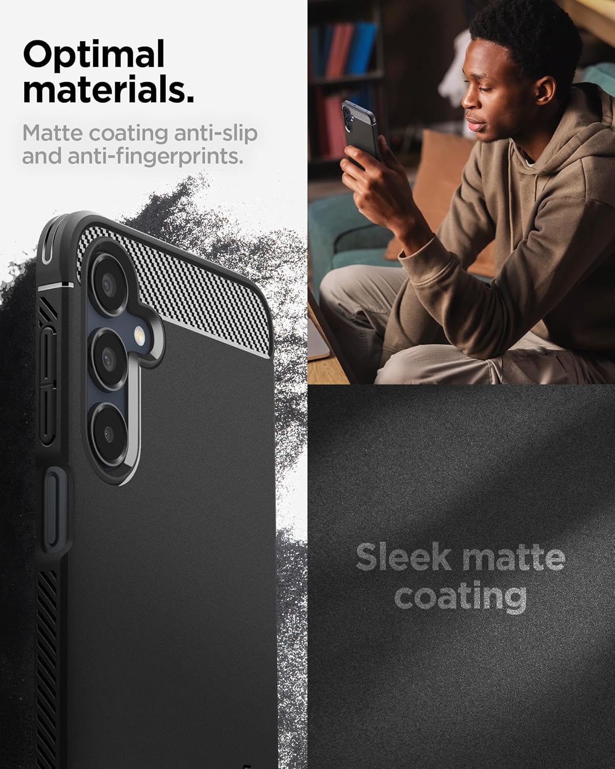 Detalle de Spigen Rugged Armor pour Samsung Galaxy A16 (4G/5G) — coque noire mate