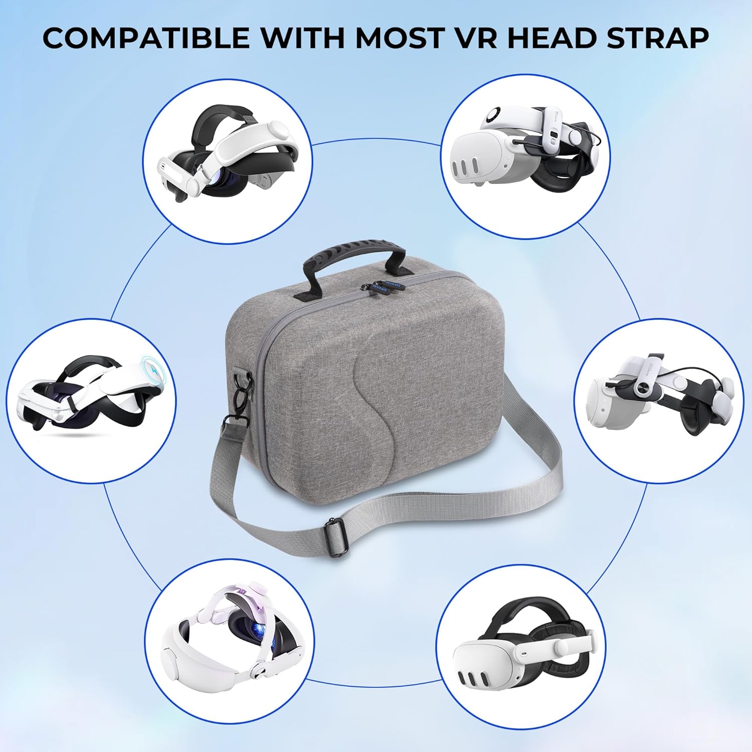 Detalle de DEVASO große Tasche für Meta Quest 3 – Hartschalen-Reiseaufbewahrung für Headset, Elite Strap & Zubehör