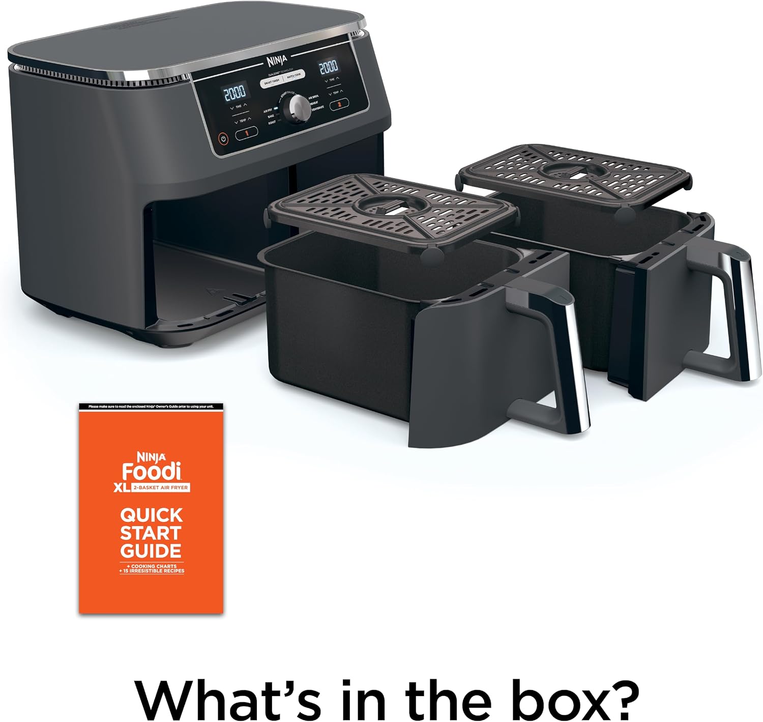 Detalle 2 de Ninja DZ401 Foodi 10 Quart DualZone XL 6-in-1 2-Basket Air Fryer (Grey)