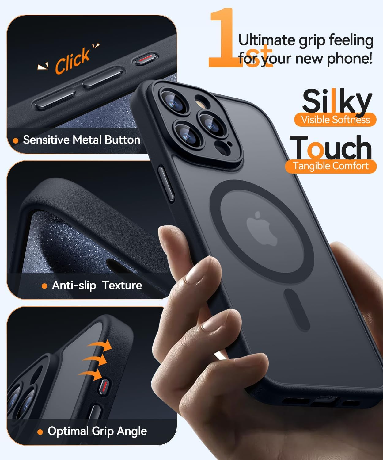 Thumbnail 4 de CANSHN Coque Magnétique pour iPhone 15 Pro Max 6,7" – Protection complète de l’objectif + finition matte translucide