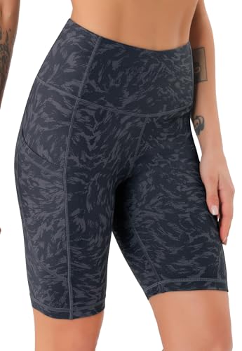 Thumbnail 1 de JOYSPELS Women's High Waist Cycling Shorts with Pockets – Grey Textures (Size L)