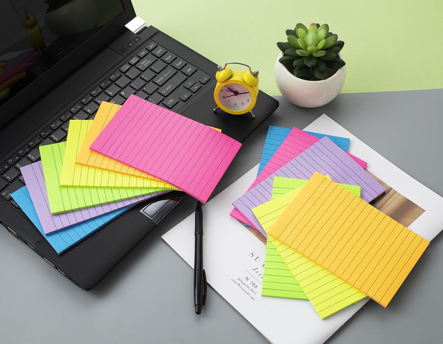 Detalle 2 de Kozerite 12-4X6-xiantiao-Y Lined Sticky Notes, 4 x 6 Inches, 6 Bright Colors