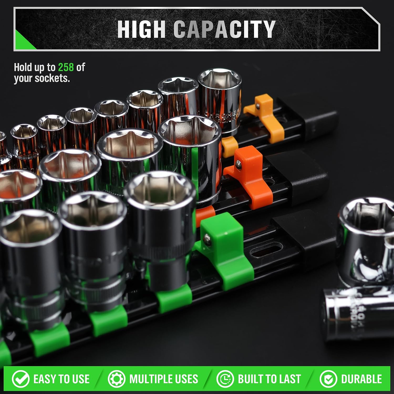 Detalle de SWANLAKE GARDEN TOOLS 66143 18-Piece Socket Organizer Set, 3 Drive Sizes