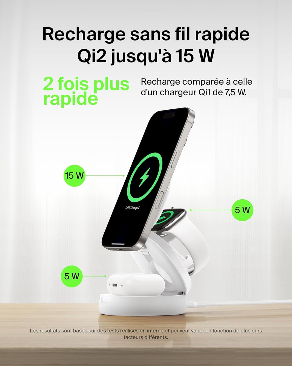 Thumbnail 2 de Belkin BoostCharge Station 3-en-1 Qi2 MagSafe 15 W