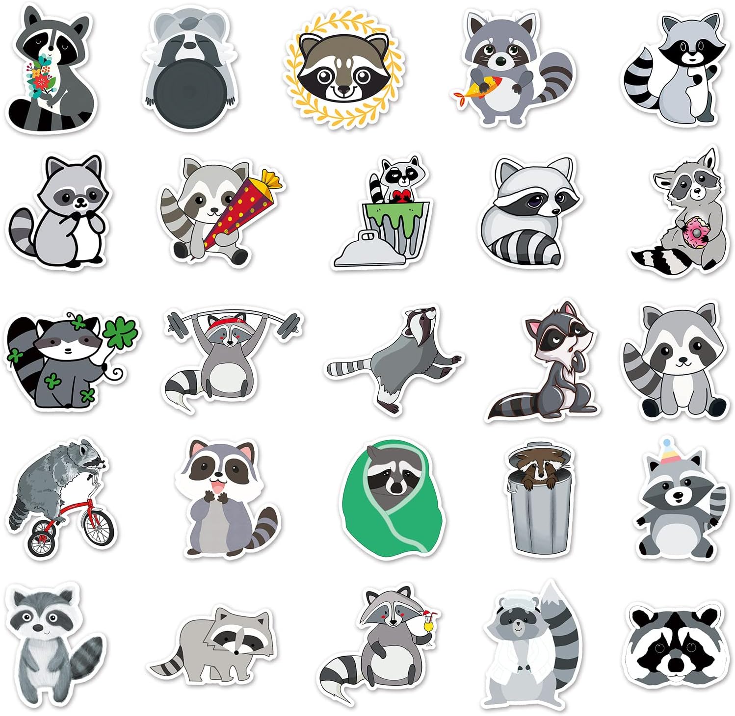 Thumbnail 2 de Bric Dodo 50 Stück Raccoon Aufkleber Set – wasserdichtes Vinyl für Laptop, Auto, Skateboard & mehr