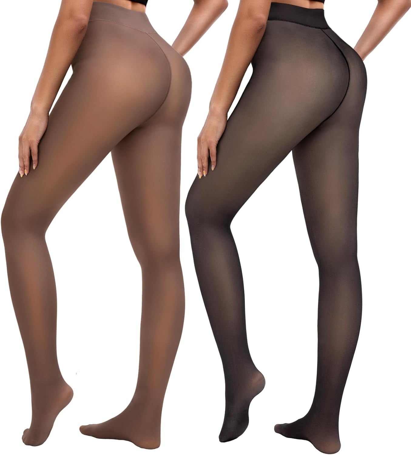 Detalle de Bebila Fleece-Lined Thermal Tights, 220g Plush Lining, 2-Pair Set