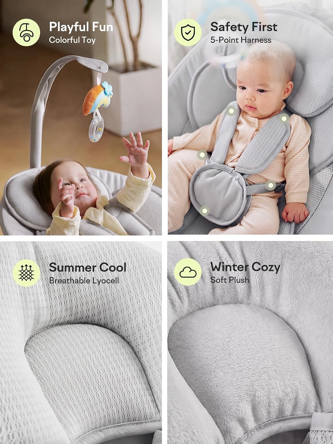 Thumbnail 6 de Grownsy Baby Swing with Dual Motion, 5 Speeds and 270° Rotation