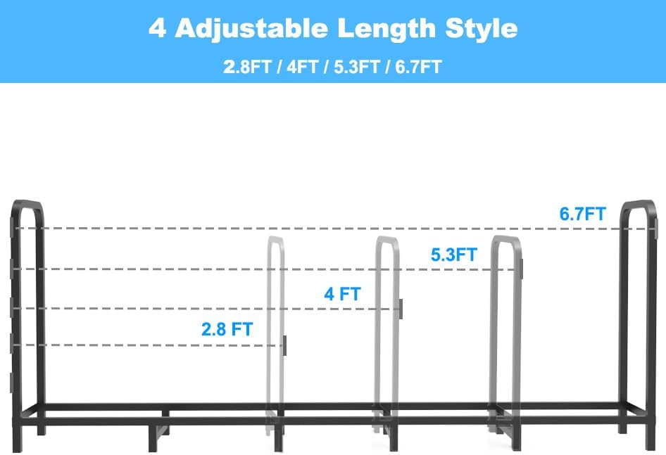 Thumbnail 6 de Tikimilor 6.7-ft Firewood Rack, 2-Tier Powder-Coated Steel, Indoor/Outdoor