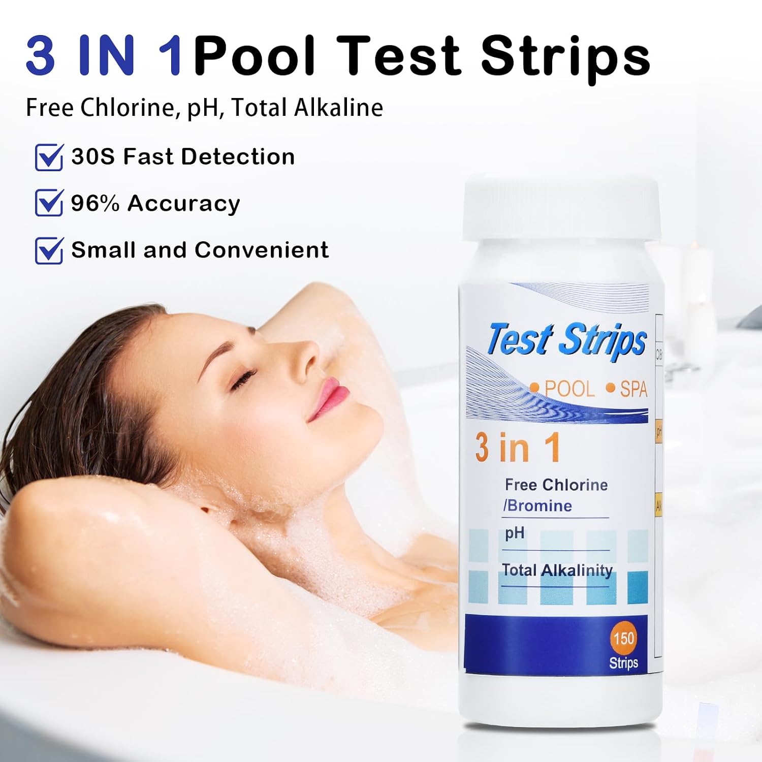 Thumbnail 4 de Aideepen 3-in-1 zwembadteststrips, 150 stuks voor pH, restchloor en alkaliniteit