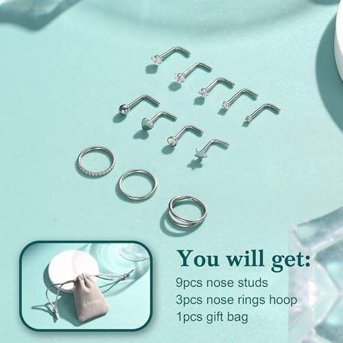 Thumbnail 6 de Diamday Nose Ring Stud, Hypoallergenic 18G Surgical Steel with 14K Gold Fill
