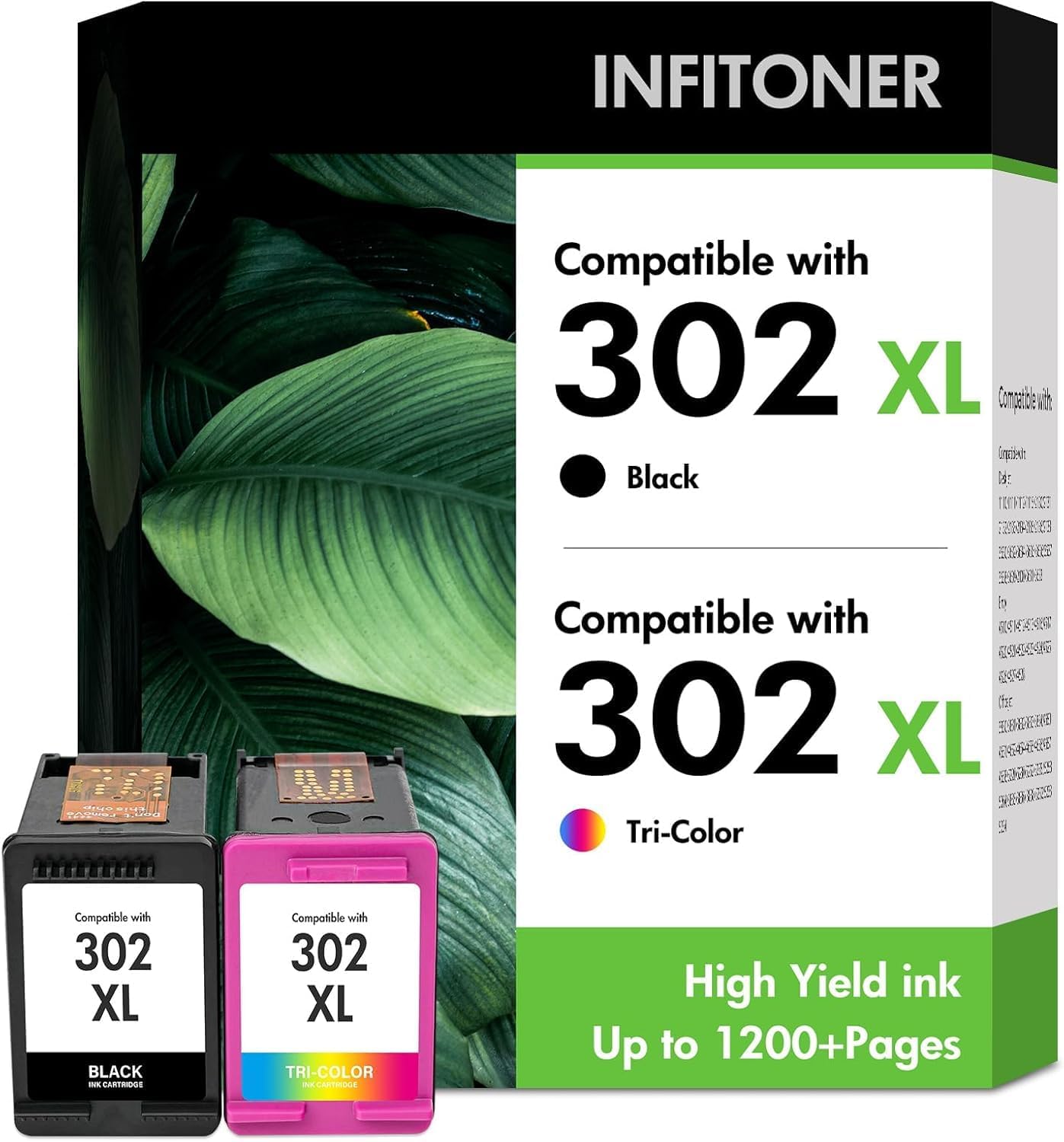 Detalle de INFITONER 302 XL Schwarz & Farbe Multipack – kompatible HP 302XL Patronen (Schwarz + Farbe) mit Chip