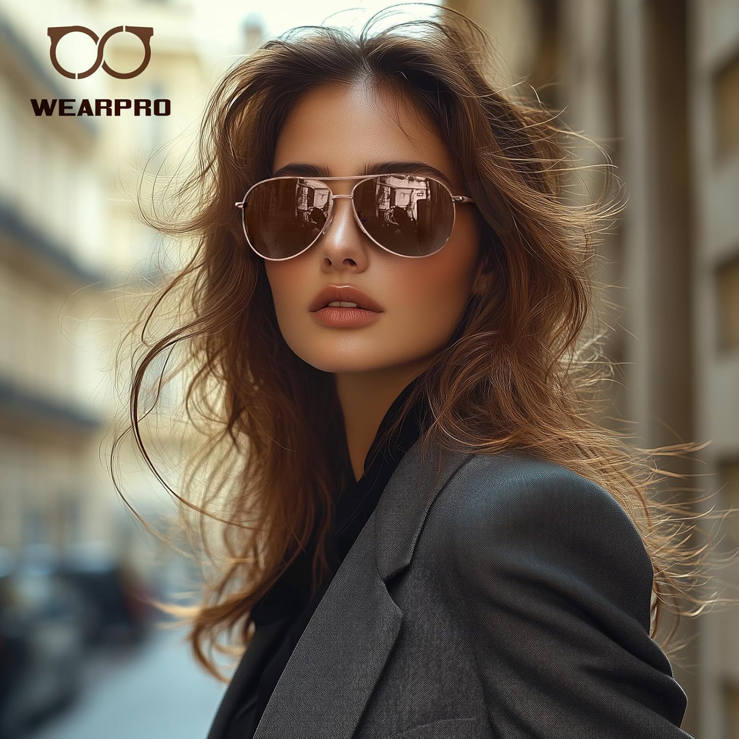 Thumbnail 2 de wearPro Polarised Pilot Sunglasses (Unisex) with UV400 Protection in Black – Vintage-style lightweight shades