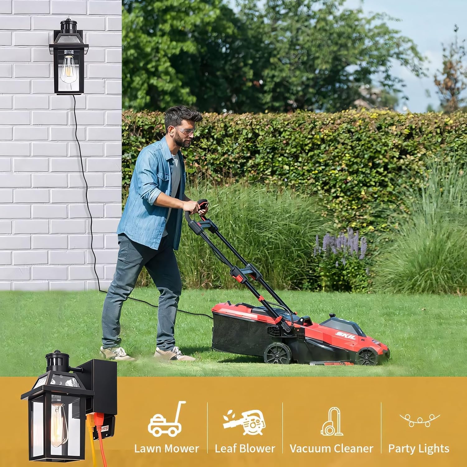 Thumbnail 6 de YISURO yx-101-1 Outdoor Wall Sconce with GFCI Outlets and 3 Lighting Modes